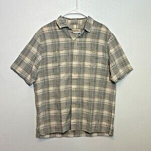 Tommy Bahama Blue Gray Plaid Short Sleeve Woven Shirt Mens Large (N8)